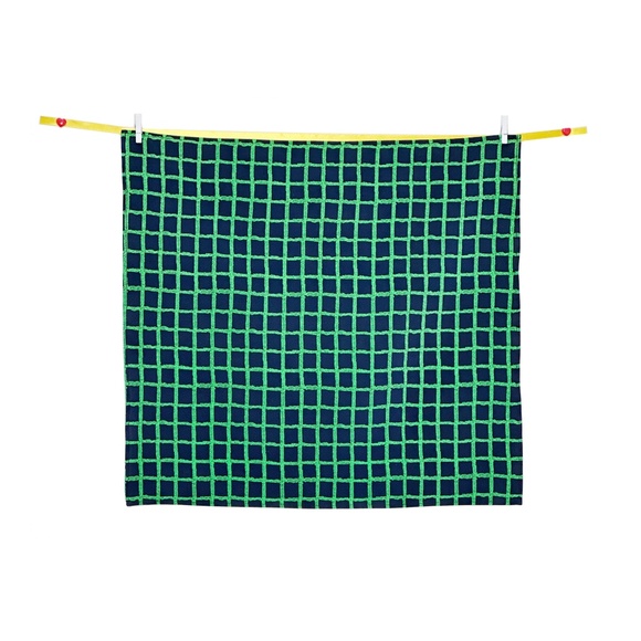 NWT SILKLETTE Groovy Candy 100% Fine Silk Kerchief Scarf GREEN/NAVY - Picture 8 of 8